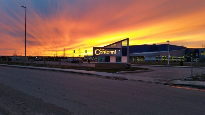 Picture of school at sunset